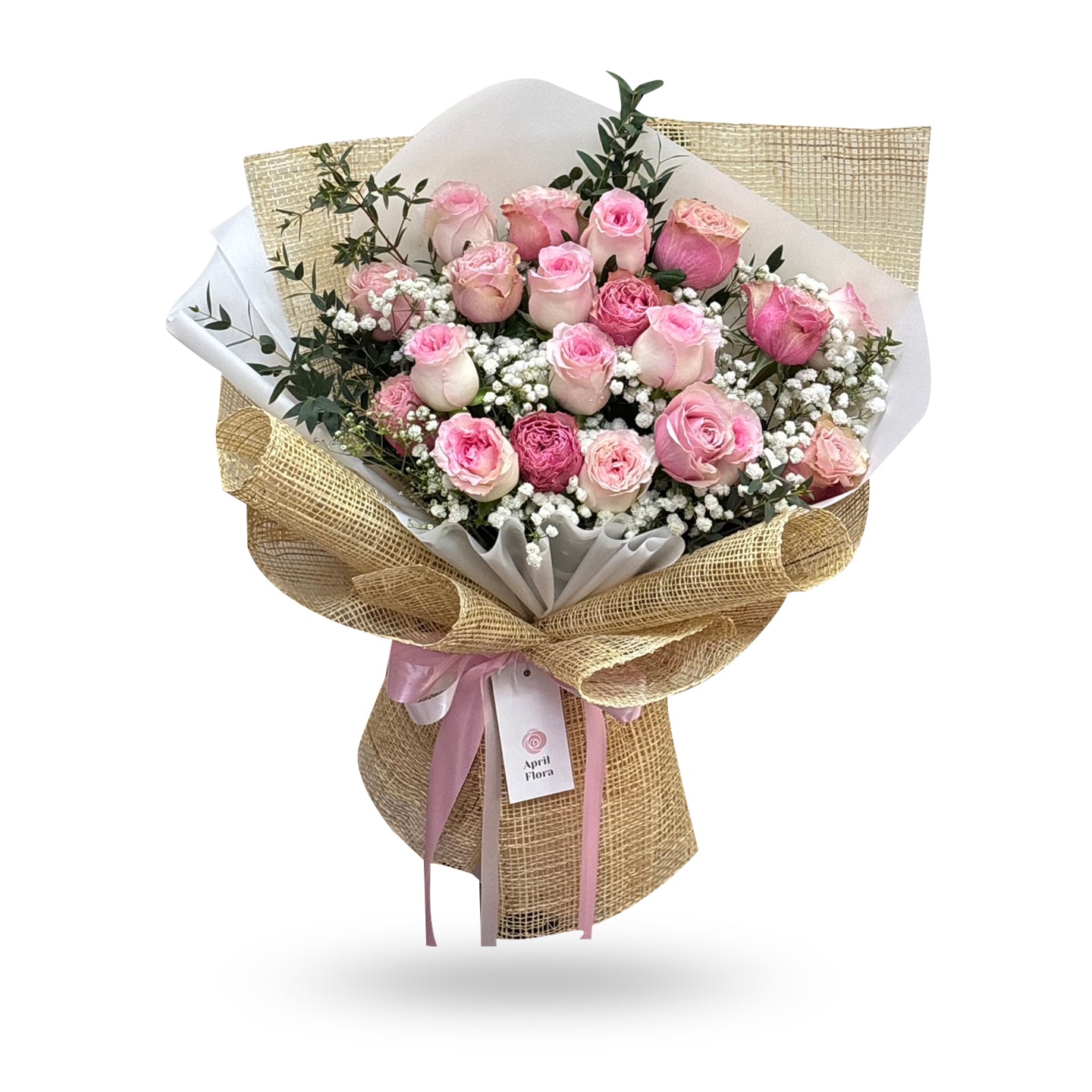 "Cotton Candy Dreams" Bouquet Of 20 Mixed Pink Roses