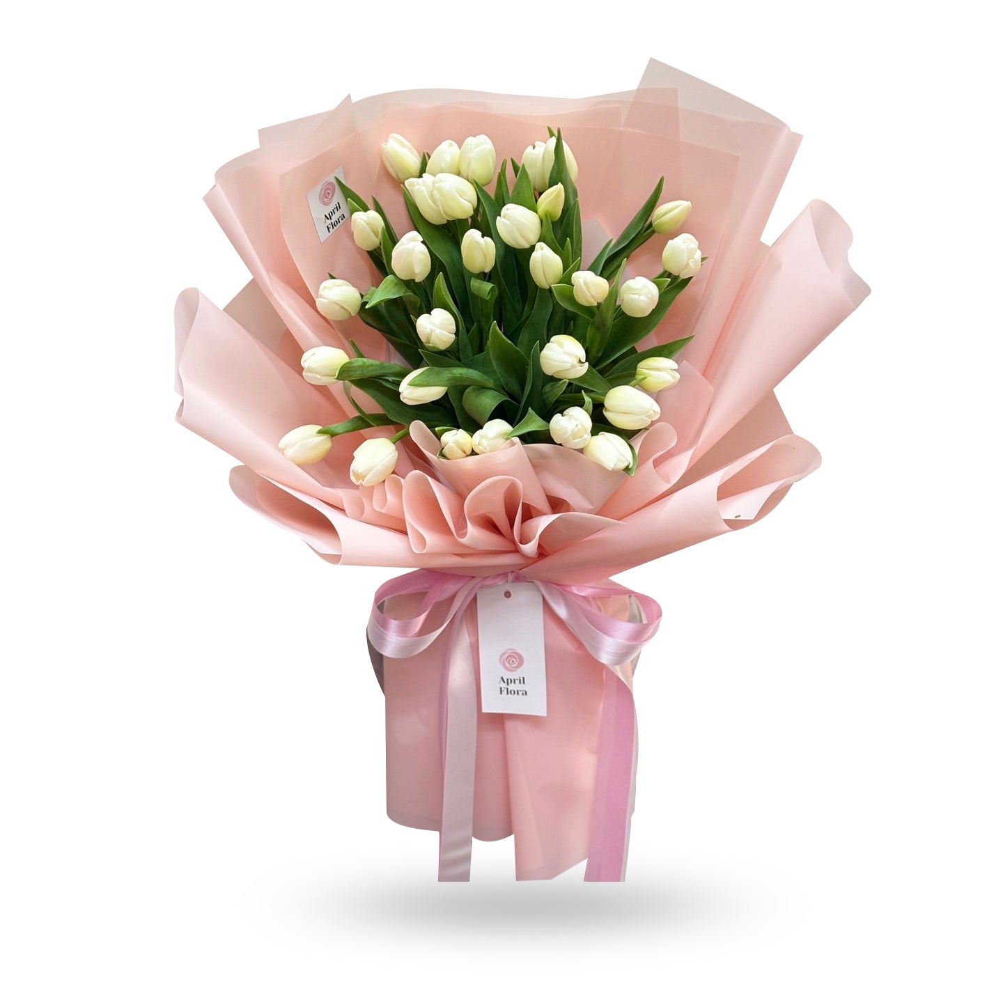 "Pearl Blossom" Bouquet of 30 White Tulips