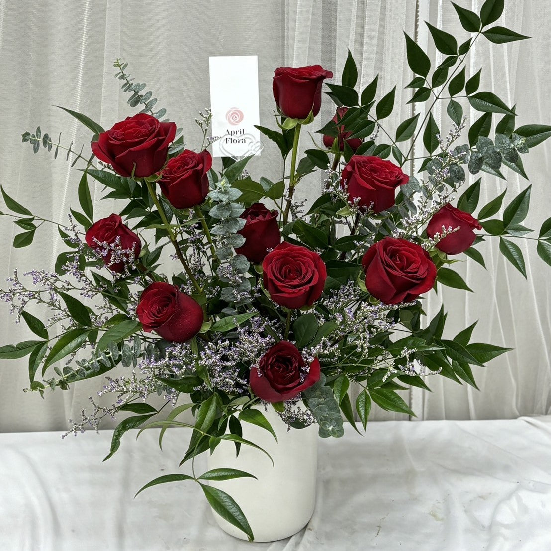 "A Whisper of Love" Vase of Red Roses